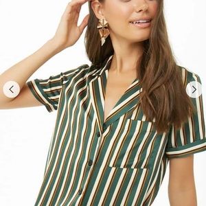 satin striped shirt NWOT